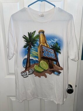 Gildan White Tropical 'No Work Zone' Graphic Tee